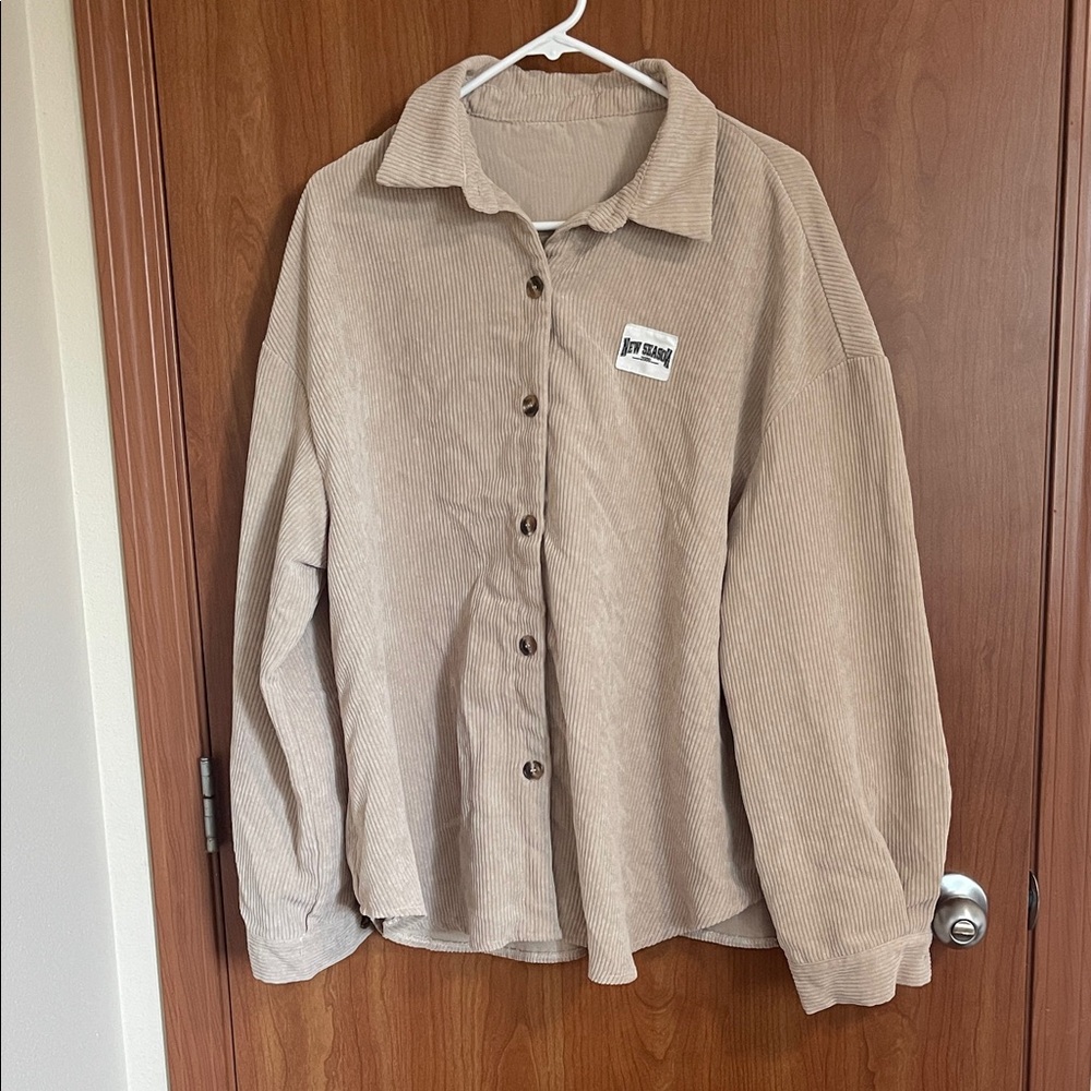 SHEIN Beige Corduroy Shirt Jacket
